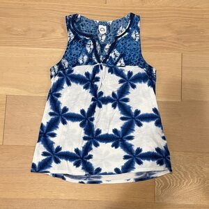 Anthropologie Blue and White Tie-Dye Women's Tank Top size xs